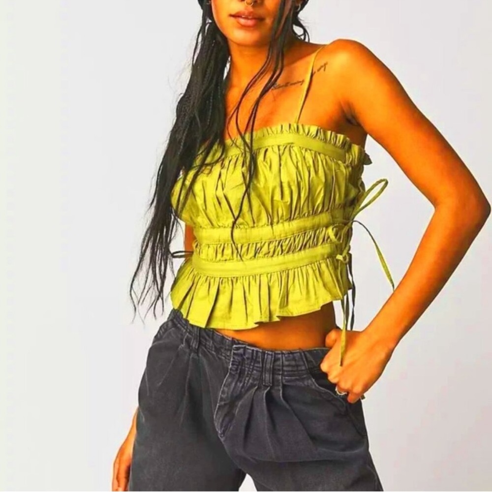 Free People Gabby Tube Top Yellow Green XS